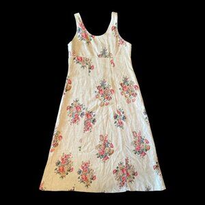 Vintage Karen Kane Women’s Floral Linen Empire Waist Midi Dress Size 16